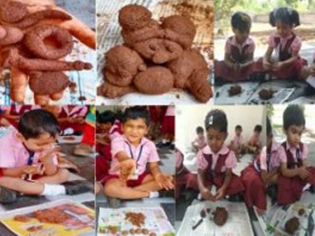 KG - Clay Modelling : Class and training session conducted for all KG students on the topic Clay Modelling and under the direct supervision of teachers, each student prepared their own clay models.